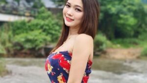 Attractive girl Hnin Hnin Mon with nature